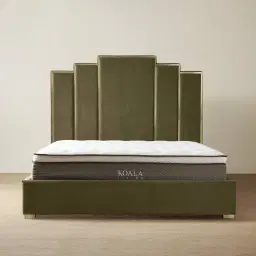 Jacques Olive Green Velvet King Bed - Brushed Champagne Gold Frame