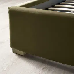 Jacques Olive Green Velvet King Bed - Brushed Champagne Gold Frame