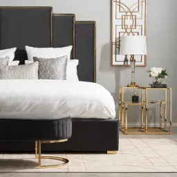 Jacques Olive Green Velvet King Bed - Brushed Champagne Gold Frame