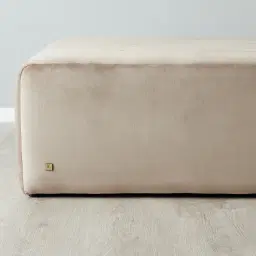 Astoria Beige Velvet Square Ottoman