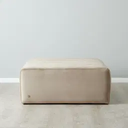 Astoria Beige Velvet Square Ottoman