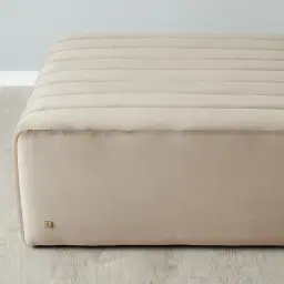 Astoria Beige Velvet Square Ottoman