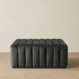 Astoria Charcoal Velvet Square Ottoman
