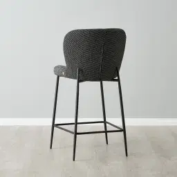 Hailey Cosmos Black Woven Fabric 64cm Counter Stool Black Metal Legs