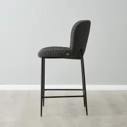 Hailey Cosmos Black Woven Fabric 64cm Counter Stool Black Metal Legs