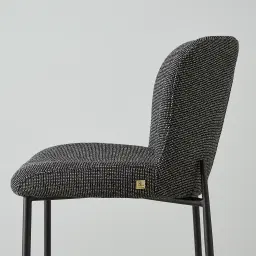 Hailey Cosmos Black Woven Fabric 64cm Counter Stool Black Metal Legs