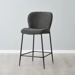 Hailey Cosmos Black Woven Fabric 64cm Counter Stool Black Metal Legs