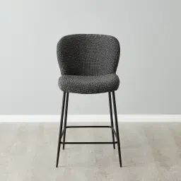 Hailey Cosmos Black Woven Fabric 64cm Counter Stool Black Metal Legs