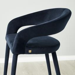 Moulin Midnight Navy Velvet 66cm Counter Stool - Brushed Gold Legs