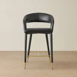 Moulin Black Vegan Leather 66cm Counter Stool - Brushed Gold Legs