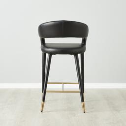 Moulin Black Vegan Leather 66cm Counter Stool - Brushed Gold Legs