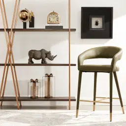 Moulin Sage Green Vegan Leather 66cm Counter Stool - Brushed Gold Legs 	