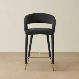 Moulin Black Boucle 66cm Counter Stool - Brushed Gold Legs