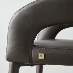 Moulin Smoke Grey Vegan Leather 66cm Counter Stool - Polished Gold Legs