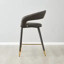 Moulin Smoke Grey Vegan Leather 66cm Counter Stool - Polished Gold Legs
