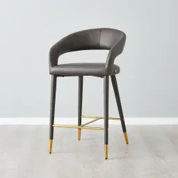Moulin Smoke Grey Vegan Leather 66cm Counter Stool - Polished Gold Legs