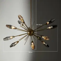 Dragonfly Smoke Grey Glass Chandelier 