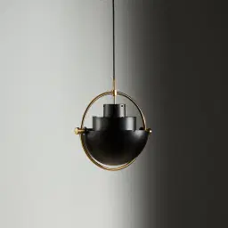 Selene Brushed Gold Metal Chandelier - 28 cm Black Metal Shade
