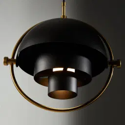 Selene Brushed Gold Metal Chandelier - 28 cm Black Metal Shade