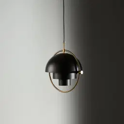 Selene Brushed Gold Metal Chandelier - 28 cm Black Metal Shade