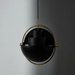 Selene Brushed Gold Metal Chandelier - 38 cm Black Metal Shade