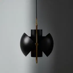 Selene Brushed Gold Metal Chandelier - 38 cm Black Metal Shade