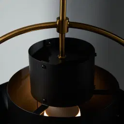 Selene Brushed Gold Metal Chandelier - 38 cm Black Metal Shade