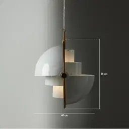 Selene Brushed Gold Metal Pendant Light - 38cm White Metal Shade