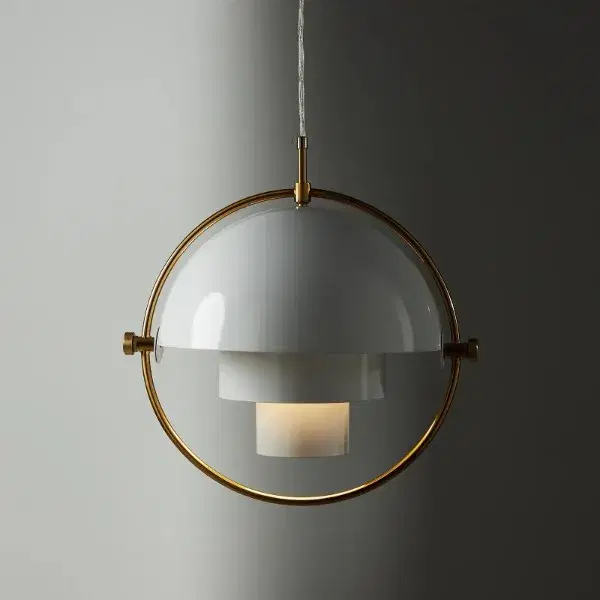 Selene Brushed Gold Metal Chandelier 38cm White Metal Shade