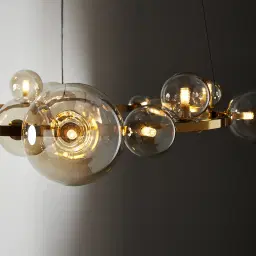 Bubbles Transparent Glass Chandelier - Brushed Gold Metal Body