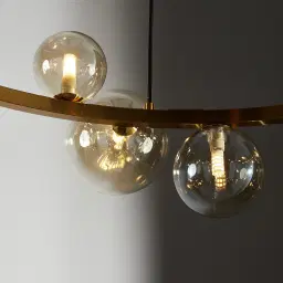Bubbles Transparent Glass Chandelier - Brushed Gold Metal Body