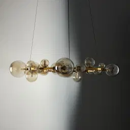 Bubbles Transparent Glass Chandelier - Brushed Gold Metal Body