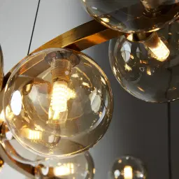 Bubbles Transparent Glass Chandelier - Brushed Gold Metal Body