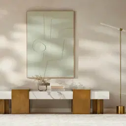 Kaia Brushed Gold Metal Floor Lamp White Frosted Metal Shade