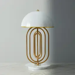 Diana Brushed Gold Metal Table Lamp White Metal Shade
