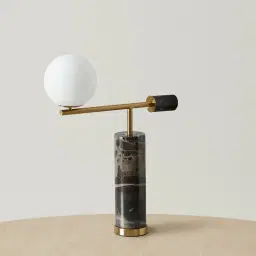 Anastasia Black Marble Table Lamp White Glass Shade