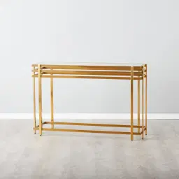 Grazia Brushed Gold Stainless Steel Console Table