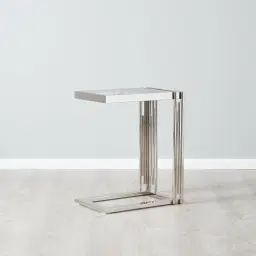 Jules Polished Silver Stainless Steel Side Table