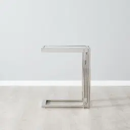 Jules Polished Silver Stainless Steel Side Table