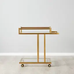 Ciara Brushed Gold Stainless Steel Bar Cart