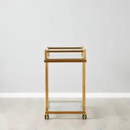 Ciara Brushed Gold Stainless Steel Bar Cart