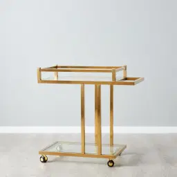 Ciara Brushed Gold Stainless Steel Bar Cart