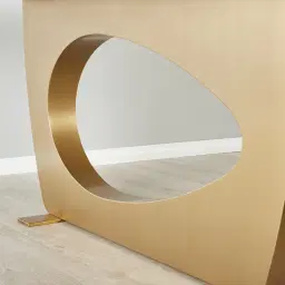 Aspen III White Sintered Stone Dining Table - Brushed Gold Legs