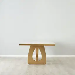 Aspen III White Sintered Stone Dining Table - Brushed Gold Legs