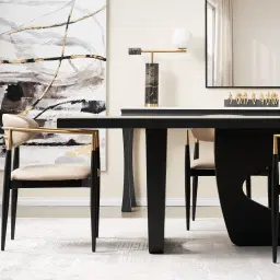 Aspen III White Sintered Stone Dining Table - Matte Black Legs