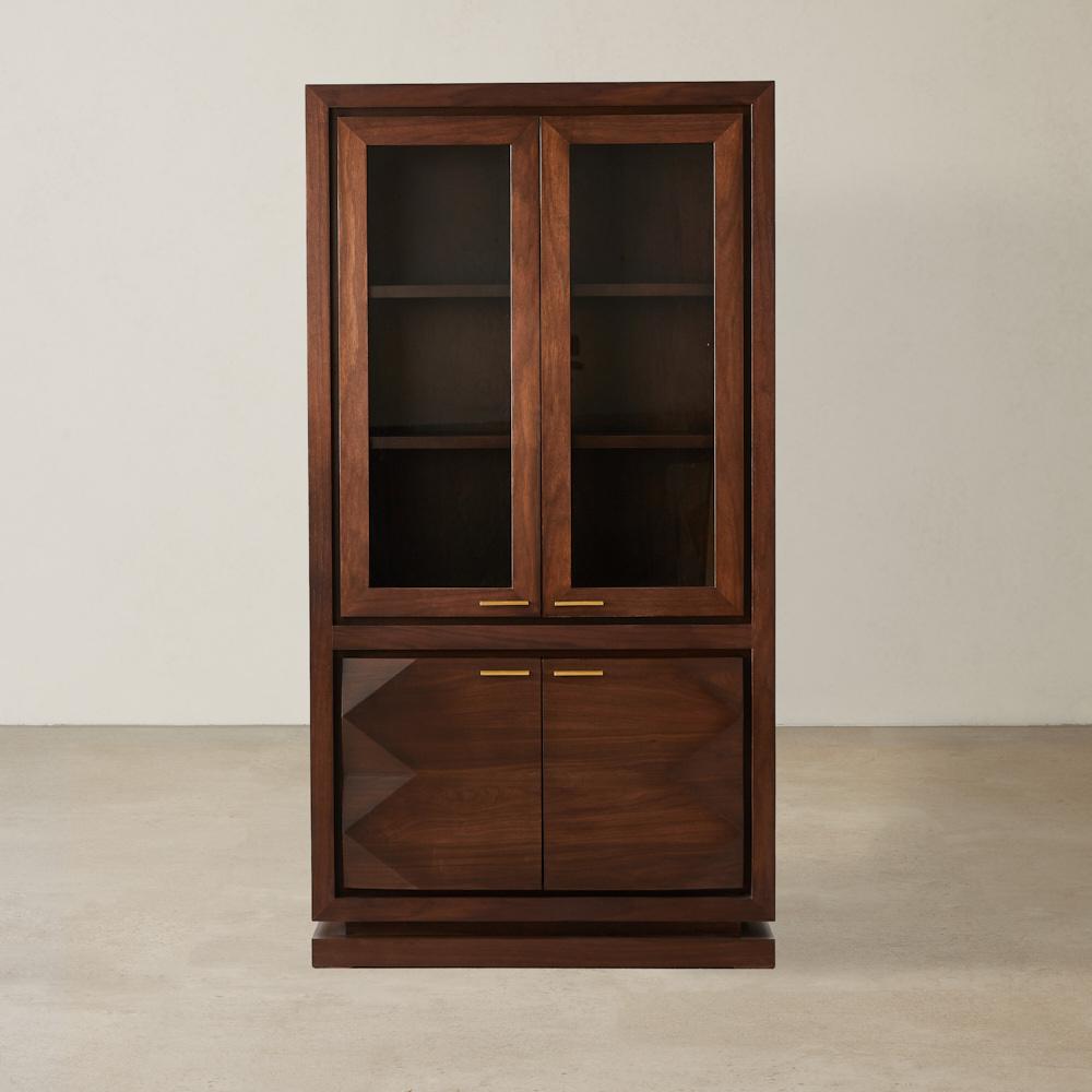 Xandra Dark Walnut Veneer Display Cabinet