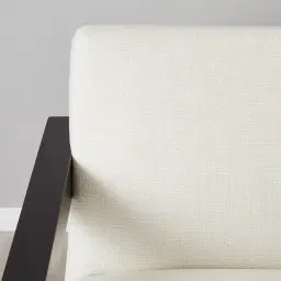 Stellan Chestnut White Woven Fabric Occasional Chair - Espresso Brown Wooden Legs