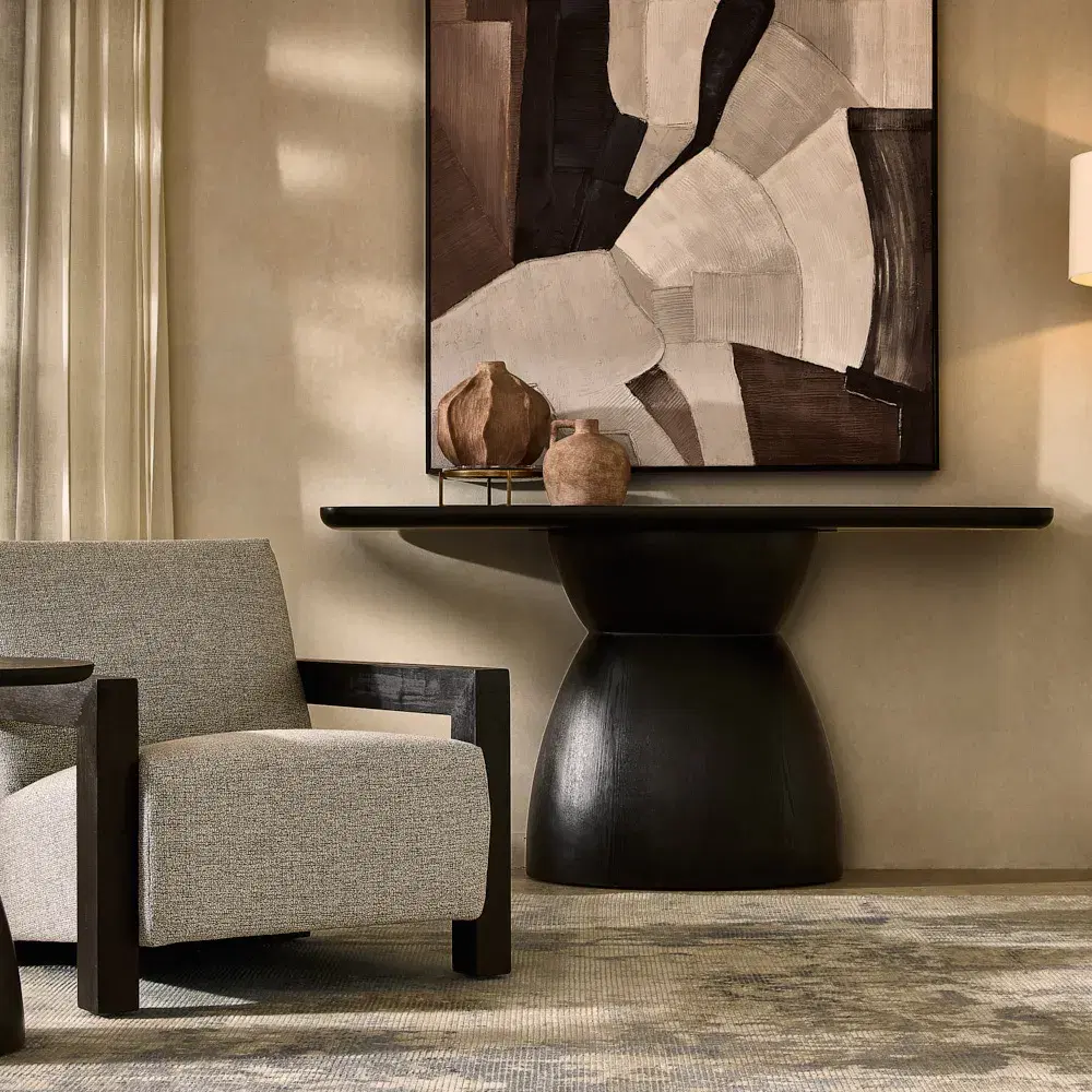 Stellan Mid Grey Woven Fabric Occasional Chair-Black Legs