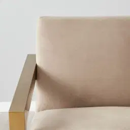 Stellan Beige Velvet  Occasional Chair-Brushed Gold Stainless Steel Legs