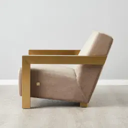 Stellan Beige Velvet  Occasional Chair-Brushed Gold Stainless Steel Legs